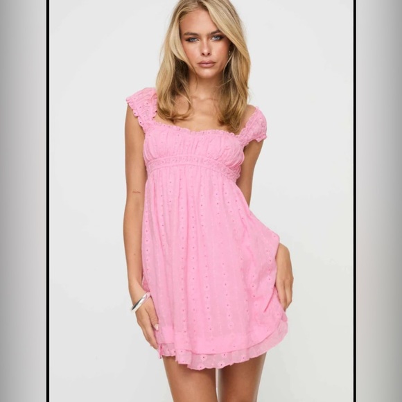 NWT Princess Polly Carlita Mini Dress Pink Us 6 cotton - Picture 1 of 15